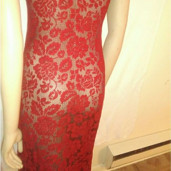 PRIVATE LUXURIES sheer Red spaghetti strap dress, - Picture 5 of 5